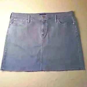 J.Crew Mercantile Denim Jean Mini Skirt Size 18 Raw Edge Hem Light Blue Classic